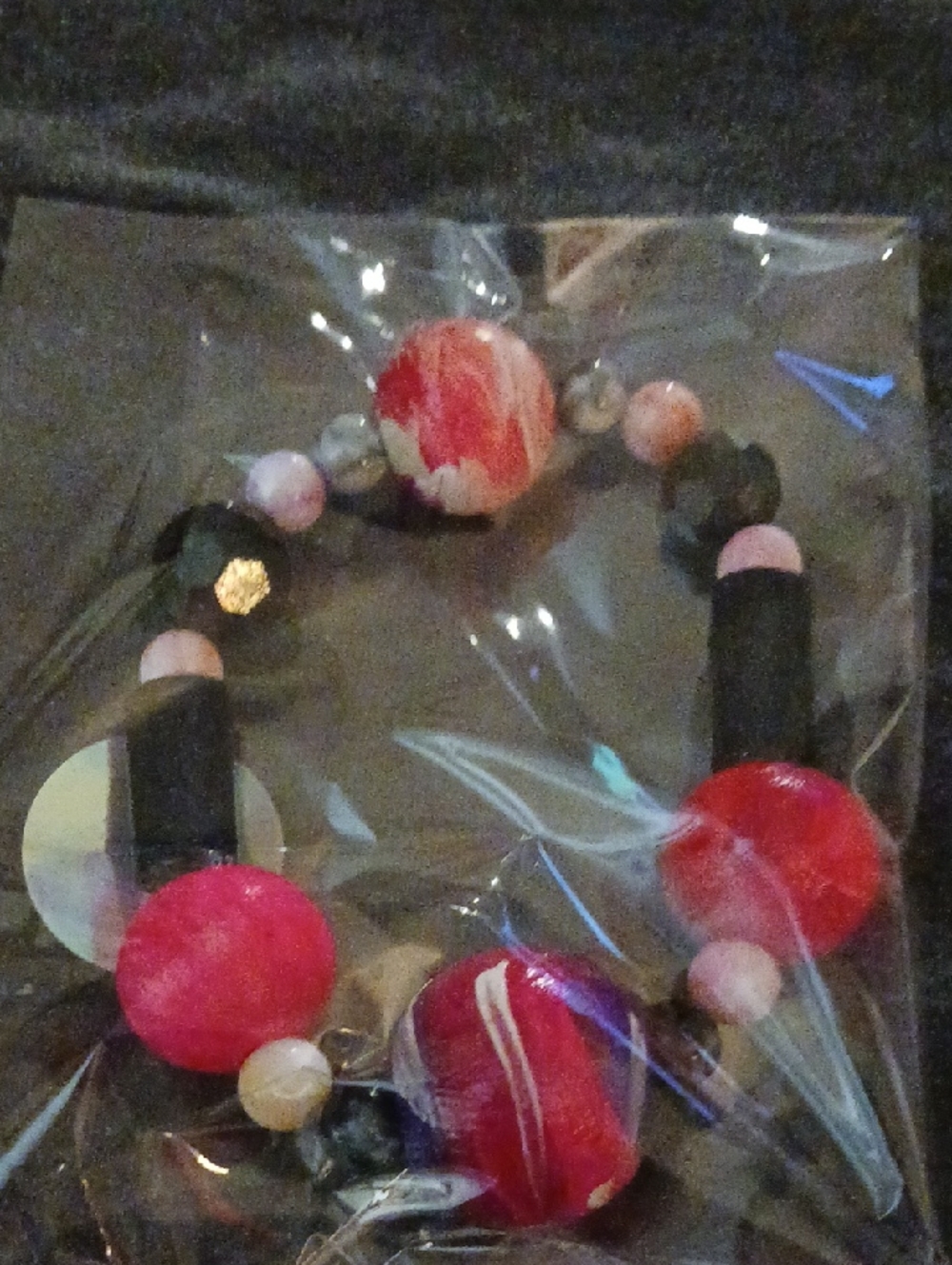 Pink and Black Beaded Statement Necklace